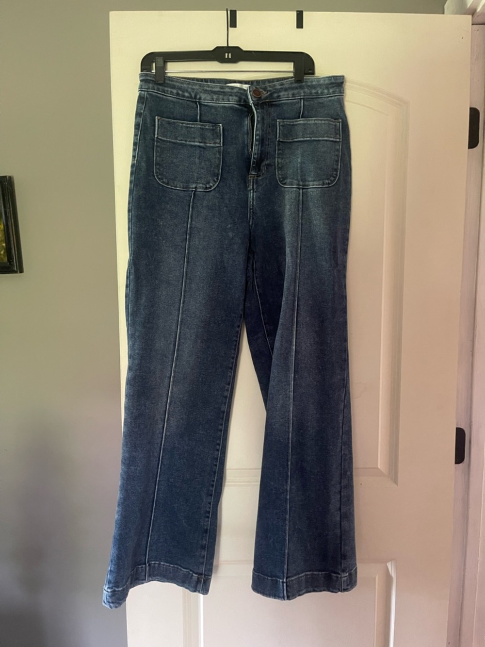 LC Lauren Conrad Wide-Leg High-Rise Jeans in Dark Blue